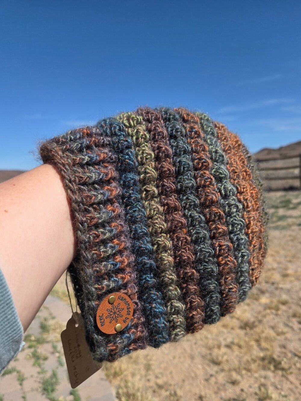 Artisan Handmade Crochet Wool Blend Unisex "Mossy Pebbles" Cozy Boho Beanie Hat - Picture 4 of 6